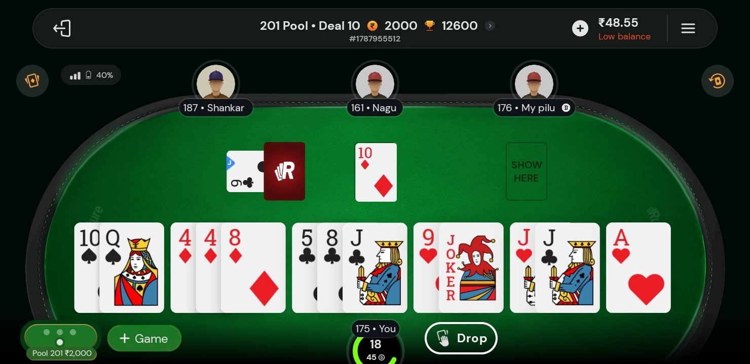 Rummy Culture game interface