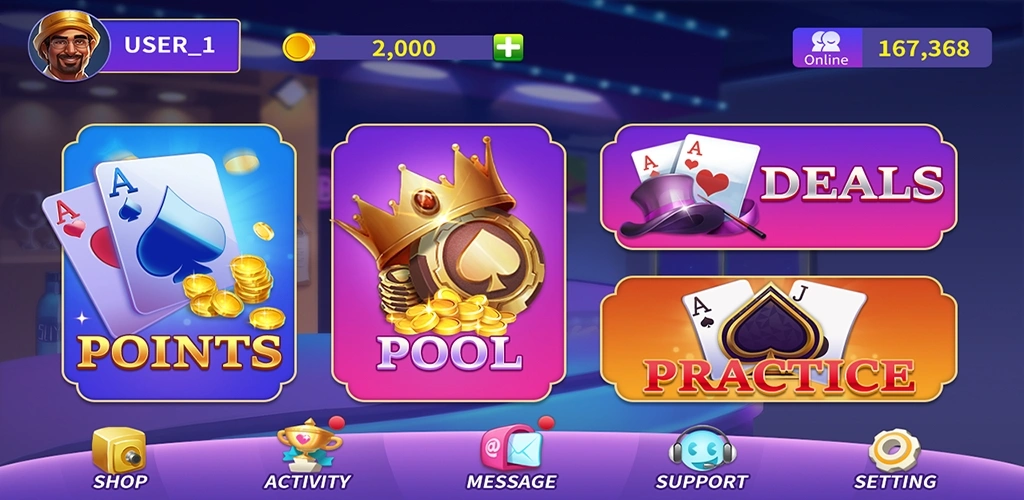 Rummy Skyace game interface